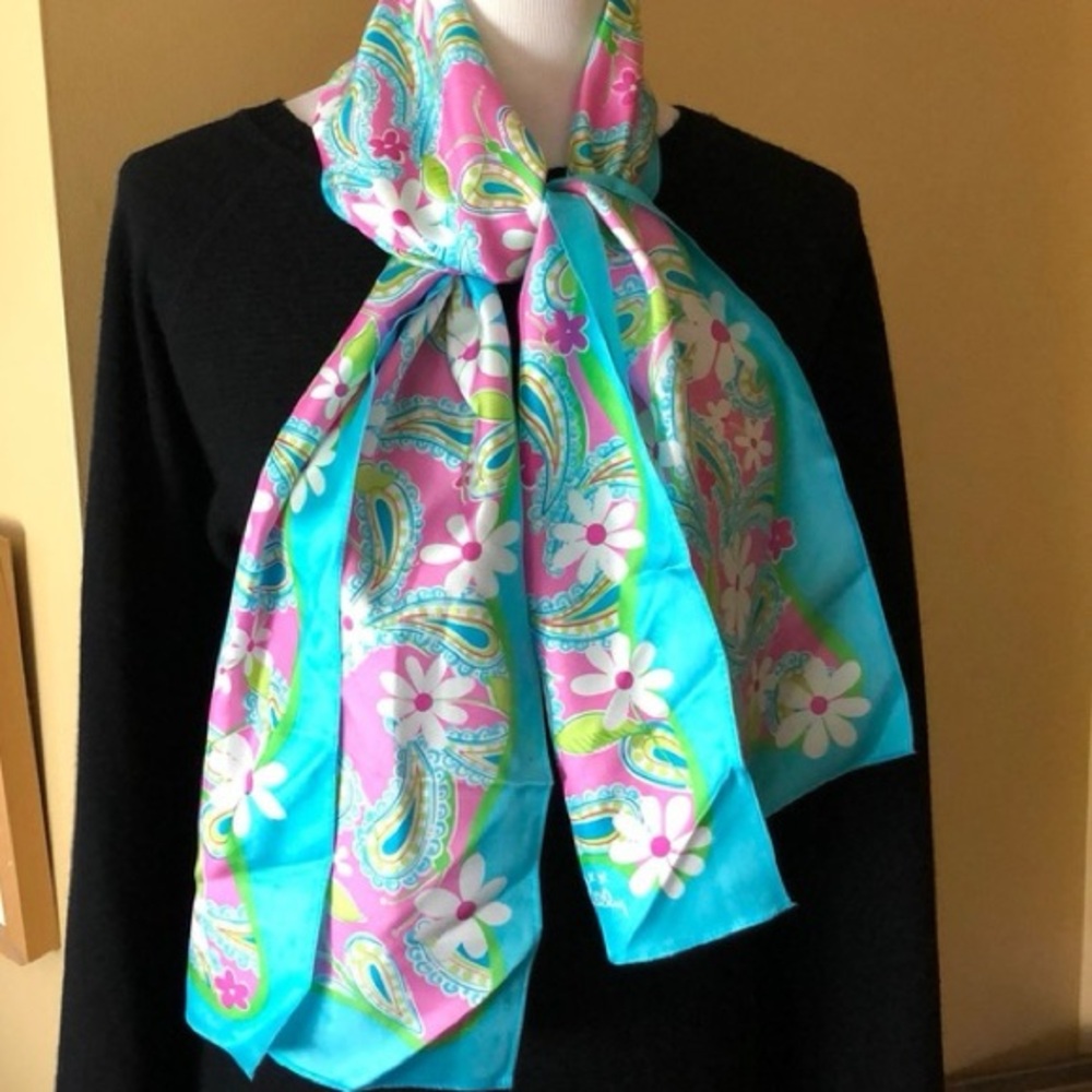 VERY RARE Vintage Lilly Pulitzer x Ford Breast Cancer Awareness Silk Scarf